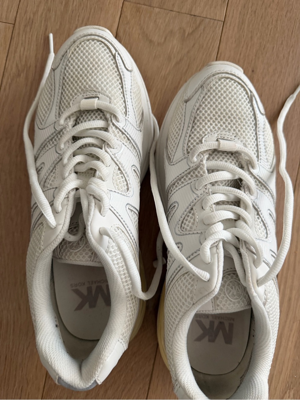 Michael Kors Cream/White Mesh Athletic Sneakers